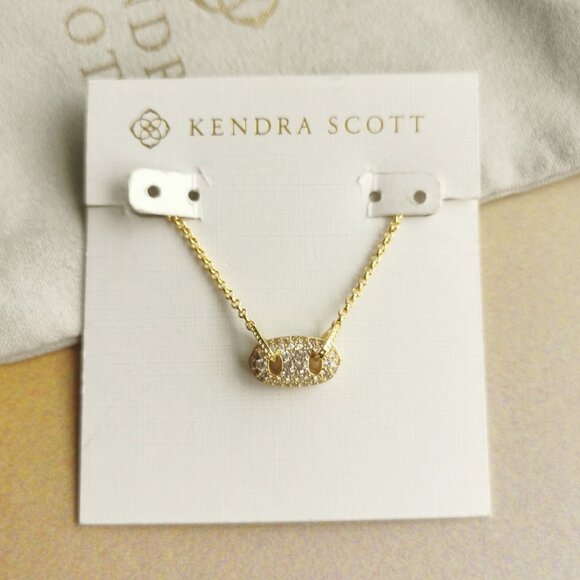 Kendra Scott | Bailey | White CZ Gold Pave Pendant Necklace - Picture 1 of 4